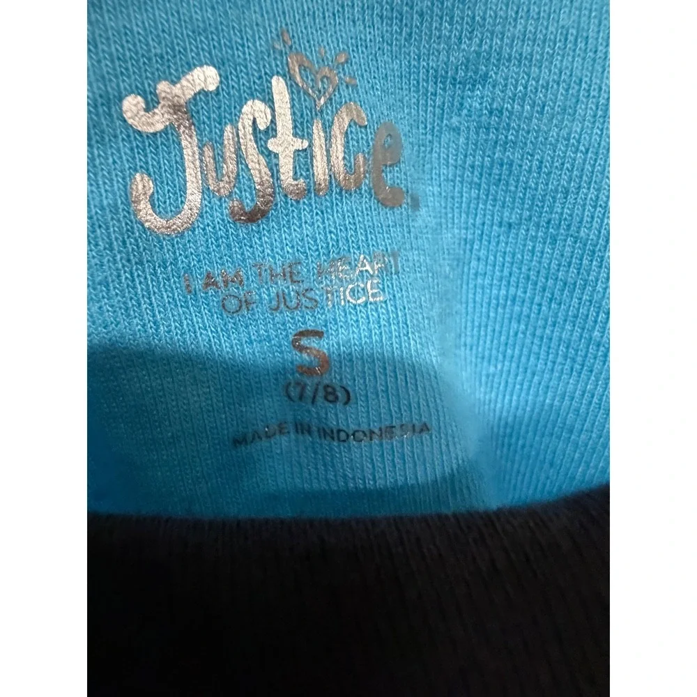 Justice Girls Blue Graphic Tank Top Size Small (7/8) Palm Tree Summer Sleeveless